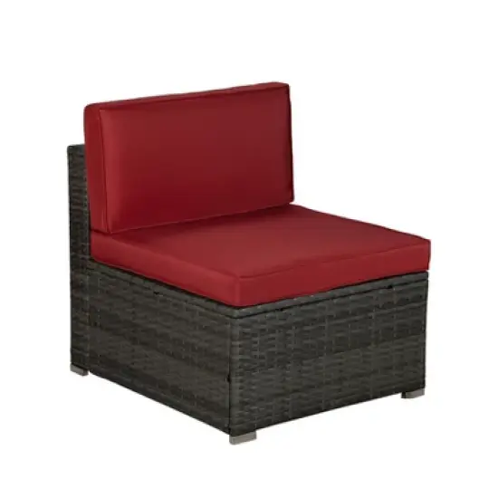 4pc Outdoor Wicker Conversation Set - Red/Brown - GODEER image {4}