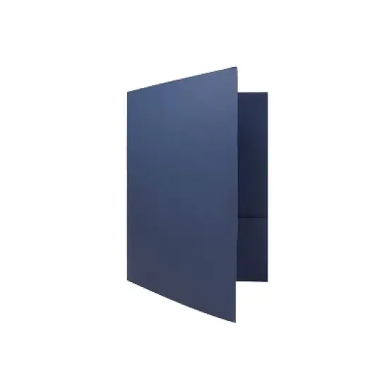 JAM Paper Two-Pocket Textured Linen Business Folders Navy Blue Bulk 50/Box 386LNAC image {3}