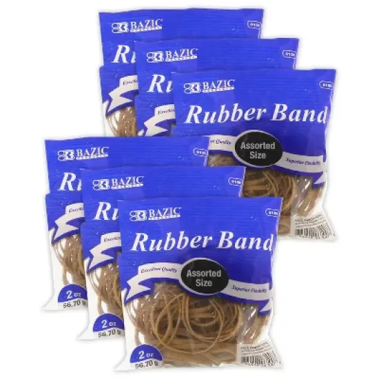BAZIC Products&reg; Rubber Bands, Assorted Sizes, 2oz./56.70g Per Pack, 6 Packs image {5}