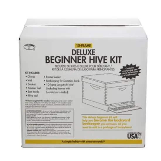 Little Giant MEDBOX10 10 Frame Medium Honey Super Beehive Brood Body Wooden Keepsake Box, Natural Unfinished Pine with Wax Coated Frames (3 Pack) image {3}