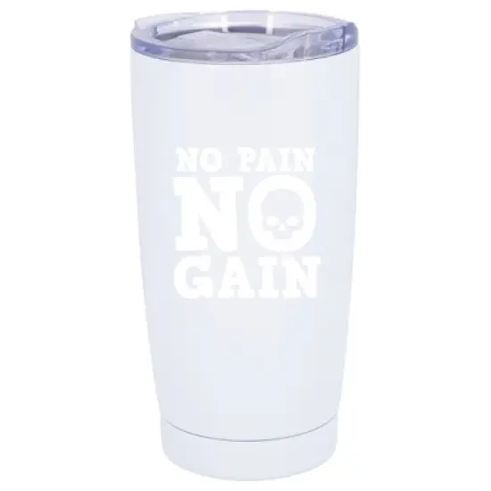 100 North 20 Ounce Stainless Steel On the Go Travel Tumbler With Push Top Lid, No Pain No Gain White image {5}