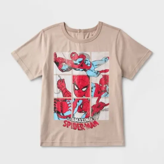 Boys' Marvel Spider-Man Adaptive Short Sleeve Graphic T-Shirt - Light Brown image {3}