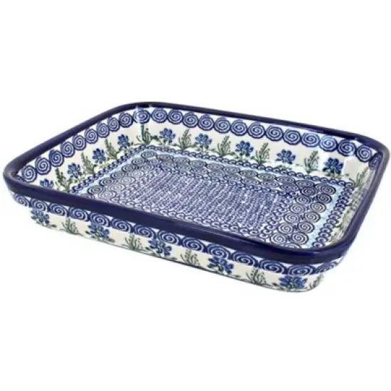 Blue Rose Polish Pottery 149 Vena Small Rectangular Baker image {4}