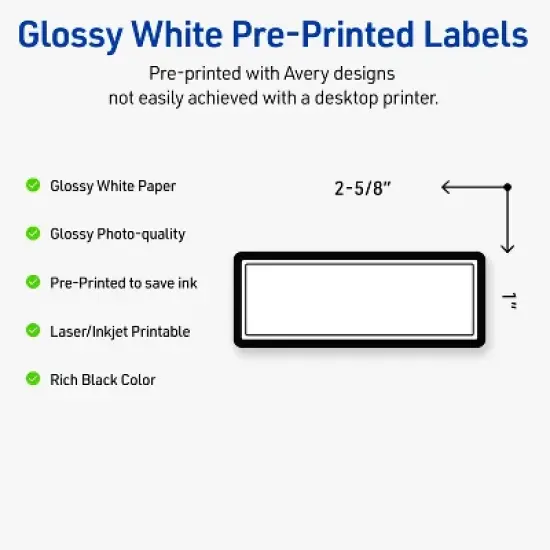 Avery&reg; Labels, 1" x 2-5/8", Double Black Border, Glossy White, 160ct image {1}