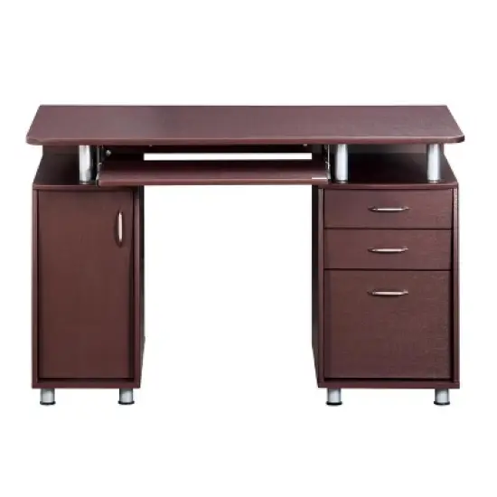 Complete Workstation Computer Desk with Storage Brown - Techni Mobili image {2}
