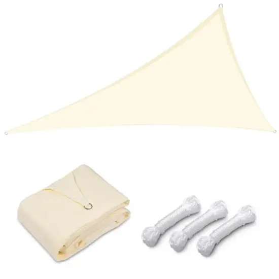 LAGarden 28FT HDPE Triangle Sun Shade Sail image {14}