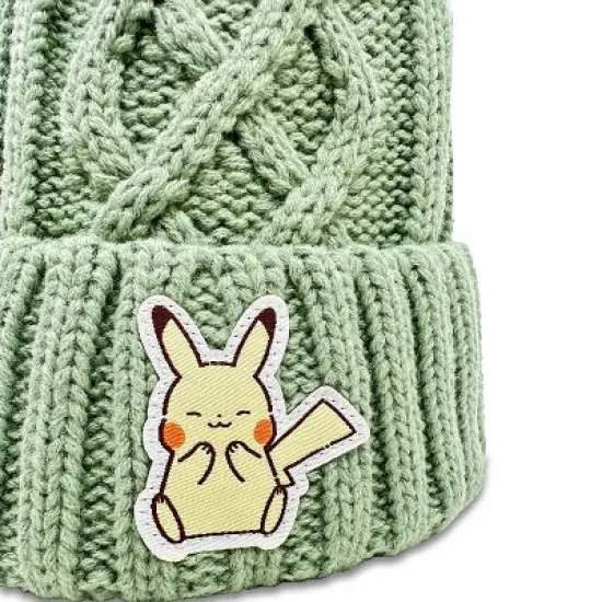 Pokemon Knit Hat with Pom - Green Electric Type image {2}