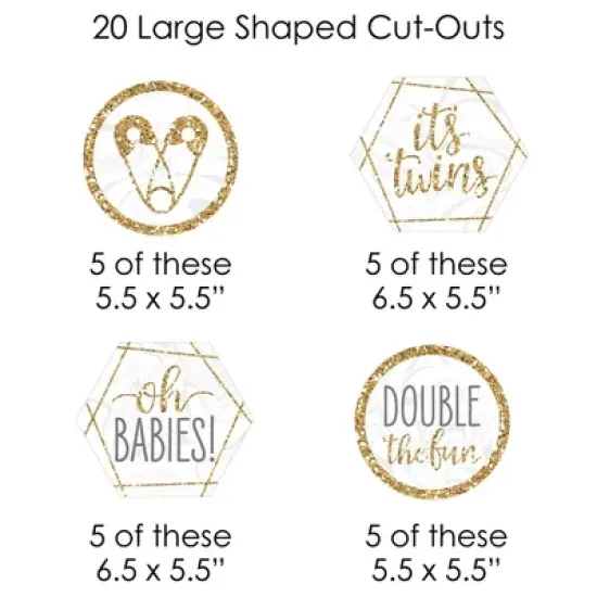 Big Dot of Happiness It's Twins - Gold Twins Baby Shower DIY Decorations - Clothespin Garland Banner - 44 Pieces image {5}
