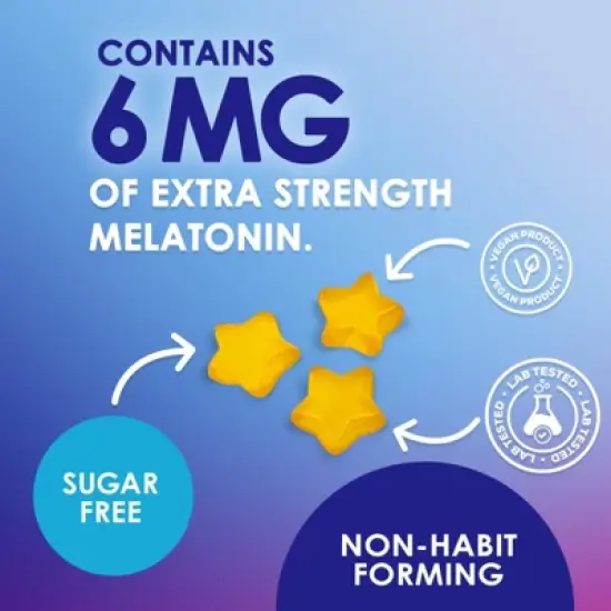 Melatonin Sleep Gummies Sugar Free, 6 mg Natural Melatonin Sleep Adults, Extra Strength Sleep Gummy Supplements - 120 Gummies By Nature's Nutrition image {2}