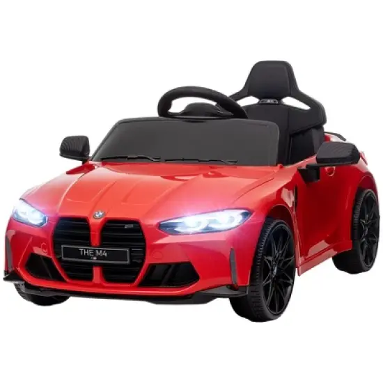 Qaba BMW M4 Licensed Kids Electric Car, 12V Ride on Car with Remote Control, Suspension, Handle Attachment, LED Lights, Music, Soft Start image {3}