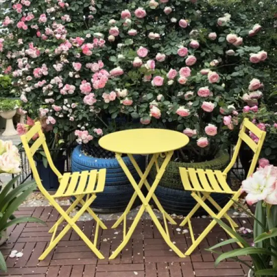 NicBex Colorful Outdoor Dining Table Set Foldable Metal Bistro Table with Chairs,Patio Furniture Bistro Set for Garden,Backyard,Poolside image {7}