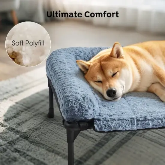 QuestaPack Cooling Elevated Dog Bed + Removable Deluxe Plush Pillow Cushion image {3}