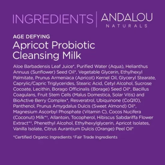 Andalou Naturals Apricot Probiotic Cleansing Milk - Unscented - 6 fl oz image {4}