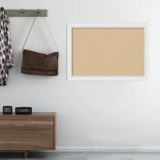 Amanti Art Cork Board Wood Framed Blanco White Bulletin Board, Organization Board, Pin Board image {5}