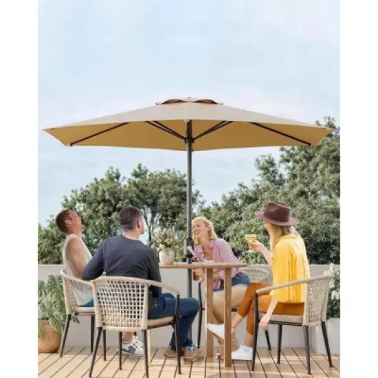 7.5FT Patio Umbrella Outdoor, Market Umbrella, Table Umbrella with Push Button Tilt and Crank, 6 Sturdy Ribs UV Protection Waterproof for Garde (Tan) image {4}