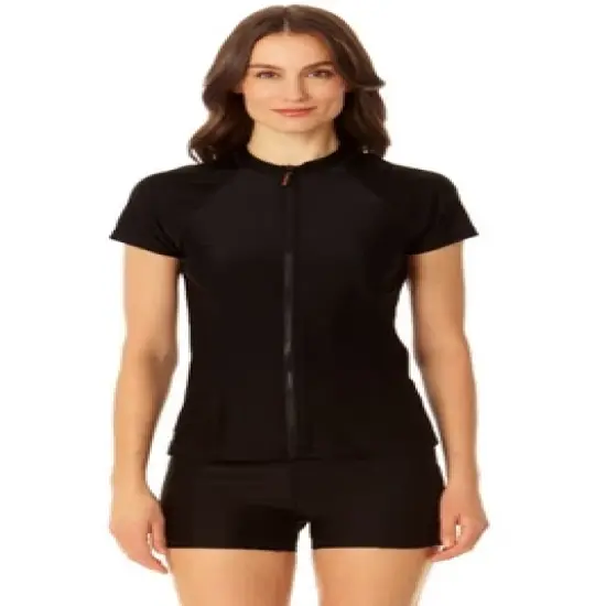 Coppersuit - Women's Short Sleeve Zip Front Rashguard Swimsuit Top image {3}