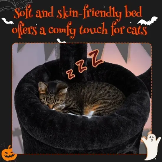 EROMMY Gothic Cat Tree, Pet Tower With Cat Scratching Post for Indoor Cats image {4}