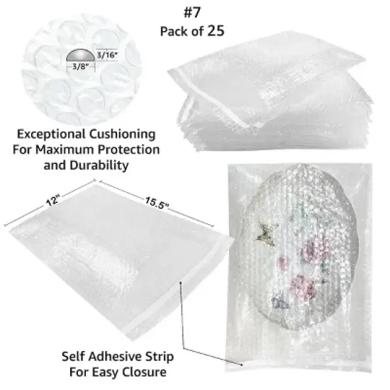 UOFFICE 50 Bubble Out Bags 12" x 15.5" Wrap Pouches Envelopes Self-Sealing image {9}