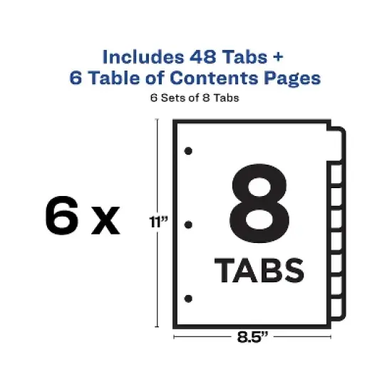 Avery Pre-Printed 8-Tab Numeric Dividers Customizable 11822 image {5}