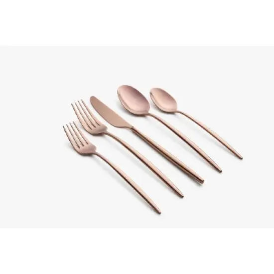 Cambridge Silversmiths 20pc Gaze Copper Mirror Flatware Set: Stainless Steel Silverware Set, Forks Spoons Knives image {2}