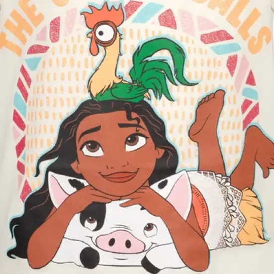 Disney Moana Girls Graphic T-Shirt Tank Top and Shorts 4 Piece Outfit Set Little Kid to Big Kid image {8}