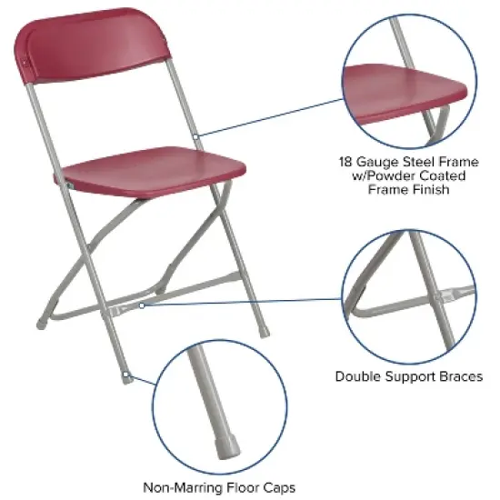 Emma and Oliver Set of 10 Stackable Folding Plastic Chairs - 650 LB Weight Capacity image {1}