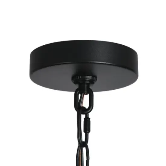 LNC 8" Square Cage Modern Outdoor Pendant Lamp Matte Black: Weather-Resistant, Glass Shade, E26 image {9}
