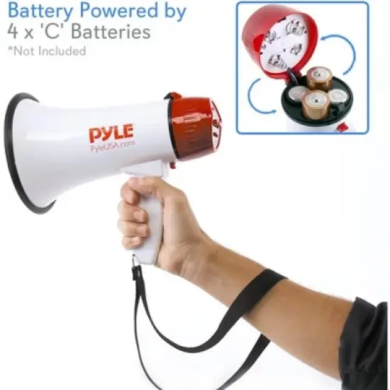 Pyle 30W PA Bullhorn Megaphone Speaker with Built-in Siren & LED Lights PMP37LED image {2}