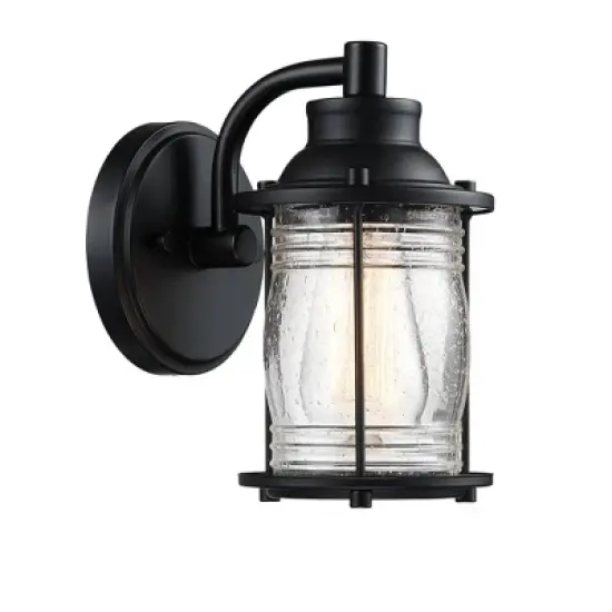 Outdoor Wall Light with Glass Shade Black - Wellfor image {3}