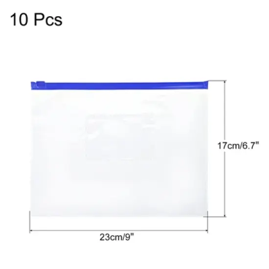 Unique Bargains A5 Size PVC Waterproof Home Office Travel Zip Envelope File Bags 10 Pcs image {1}