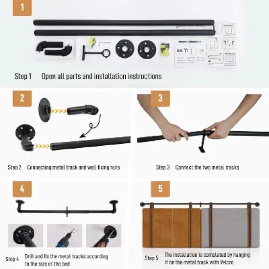 Acoinel Wall Mounted Headboard,for Bedroom,Modern Style Headboard with Faux Leather Straps for Bedroom,Entryway image {6}