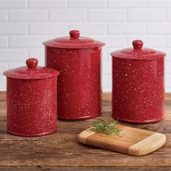 Park Designs Granite Enamelware Canisters Set Red image {1}
