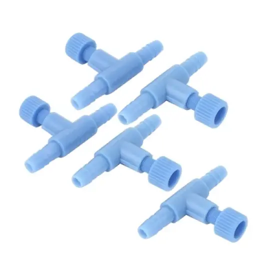 Unique Bargains Aquarium Fish Tank Plastic 2 Way  Air Flow Control Valve Blue 5 Pcs image {2}