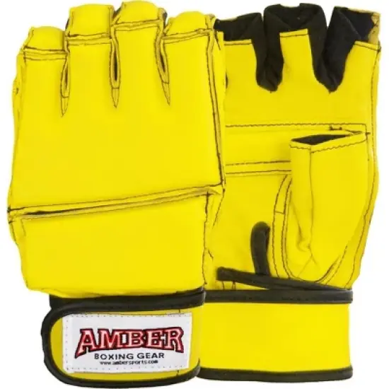 Amber Fight Gear Premium Leather Grappling Gloves &ndash; Enhanced Grip, Wrist Support, Breathable Comfort for MMA & Clinch Fighting, Yellow, Medium image {5}