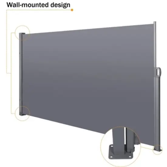 Gulches 138"*71"Retractable Side Awning, Waterproof & UV-Resistant, Privacy Screen Divider Roll Up Balcony(Gray) image {2}