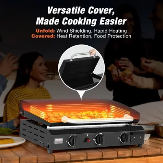 WARMOUNTS 23" Portable Gas Griddle BBQ Grill Perfect for Outdoor Gathering image {2}