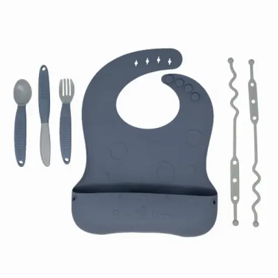 Busy Baby Silicone Stop-Drop Travel Bib with Tethers & Utensils image {6}
