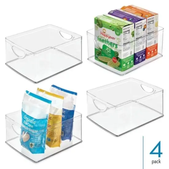 iDesign Stackable Pantry Storage Bin with Handles, Set of 4, Clear, Made in USA image {1}