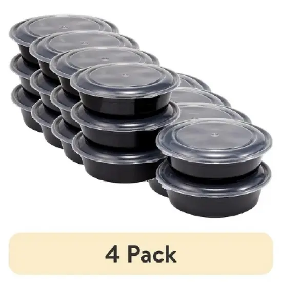 Racxily (4 Pack)5-Pcs 1L Round Meal Prep Food Storage Container Set image {3}