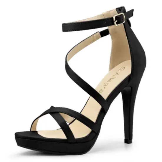 Allegra K Women's Strappy Platform Stiletto Heels Sandals image {7}