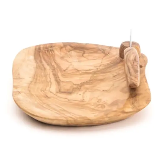 Berard France Olive Wood Handcrafted Butter Dish & Knife image {2}