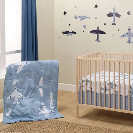 Bedtime Originals Little Aviator Blue/White Airplane Soft Fleece Baby Blanket image {6}