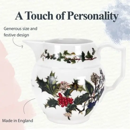 Portmeirion The Holly and The Ivy - Staffordshire 10oz Jug, Dishwasher & Microwave Safe Earthenware - Decorative Christmas Milk or Cream Pitcher image {2}
