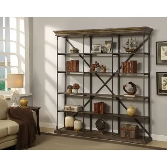 86.5" Corbett Large Bookcase Brown - Treasure Trove Accents image {2}
