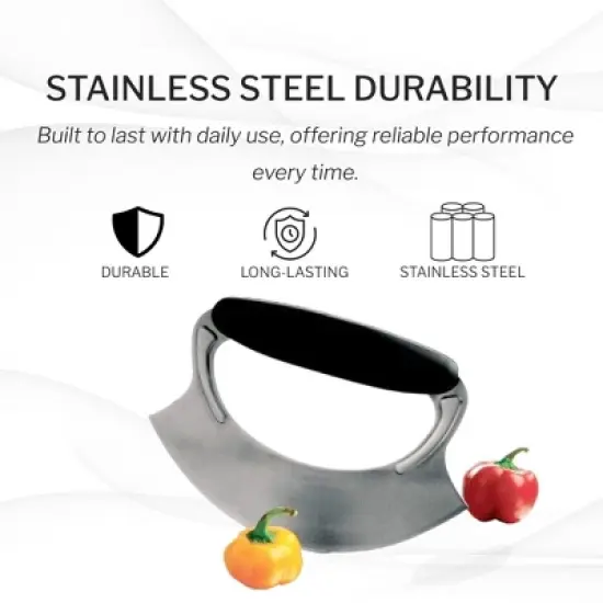 Amco Mezzaluna with Silicone Handle- 3 Pack, Stainless Steel Blade image {5}