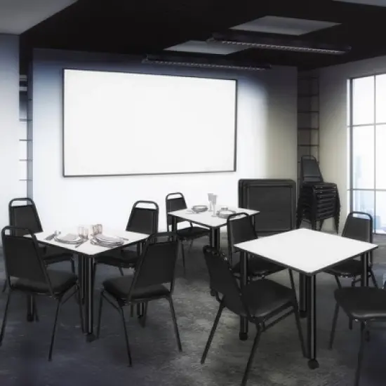 48" Large Kee Square Breakroom Dining Table with Mobile Legs White/Black - Regency image {3}