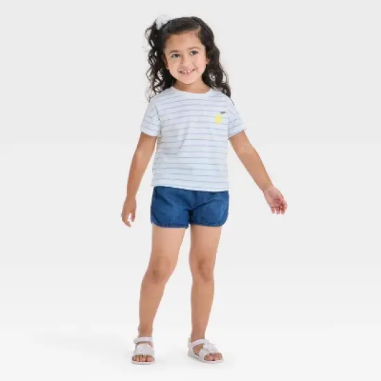 Toddler Girls' Lemon Striped Graphic T-Shirt - Cat & Jack&trade; Light Blue image {3}