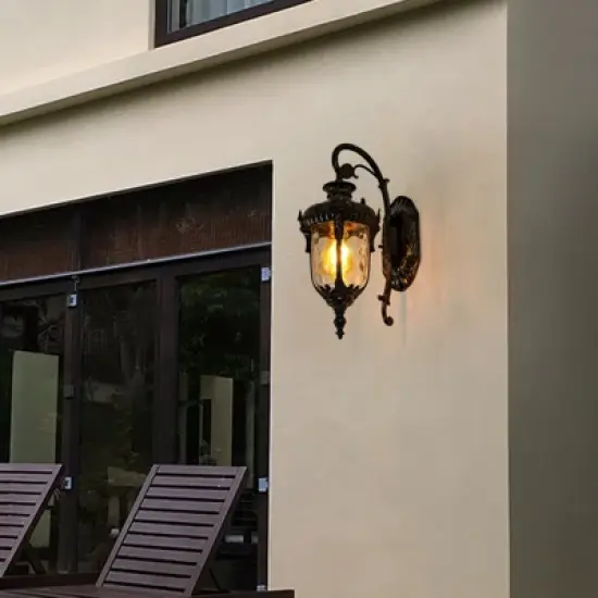YIYIBYUS Exterior Wall Light Fixture, Waterproof Aluminium with Glass Outdoor Lanterns for Front Porch Patio Garage Hallway image {2}