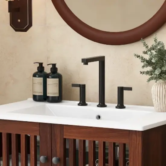 30" Vintage Bathroom Vanity with Ceramic Sink image {12}