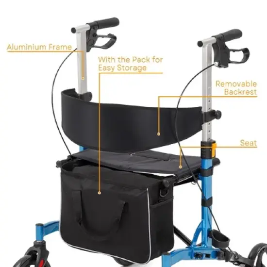 Whizmax Rolling Walkers for Seniors with Widen Seat, Lightweight Aluminium Frame Rollator Walker with Dual Braking System/Thick Backrest/ 4 Wheels image {1}